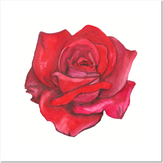 Watercolor red rose Wall Art by deadblackpony